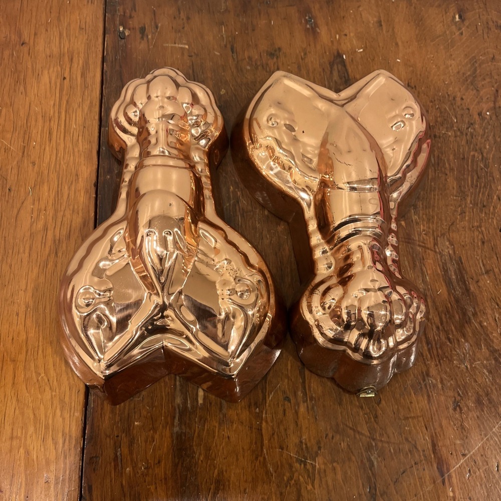 Vintage Set Of 2 Copper Lobster Pan Mold Wall Hanger 10" Nautical Decor